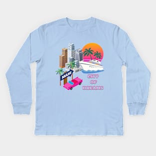 Miami t-shirt, USA t-shirt, city of dreams Kids Long Sleeve T-Shirt